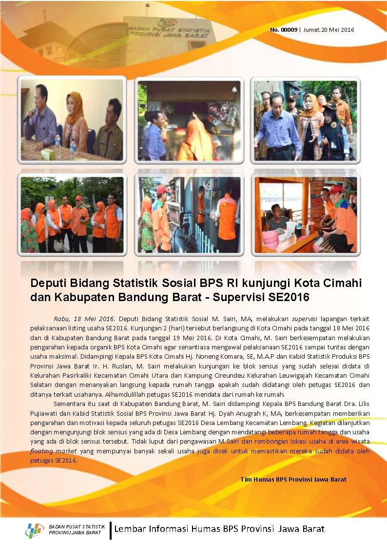 Deputy Social Statistics BPS RI visit Cimahi and Bandung Barat District