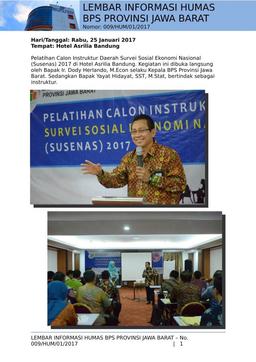 Pelatihan Calon Instruktur Daerah Susenas 2017 BPS Provinsi Jawa Barat