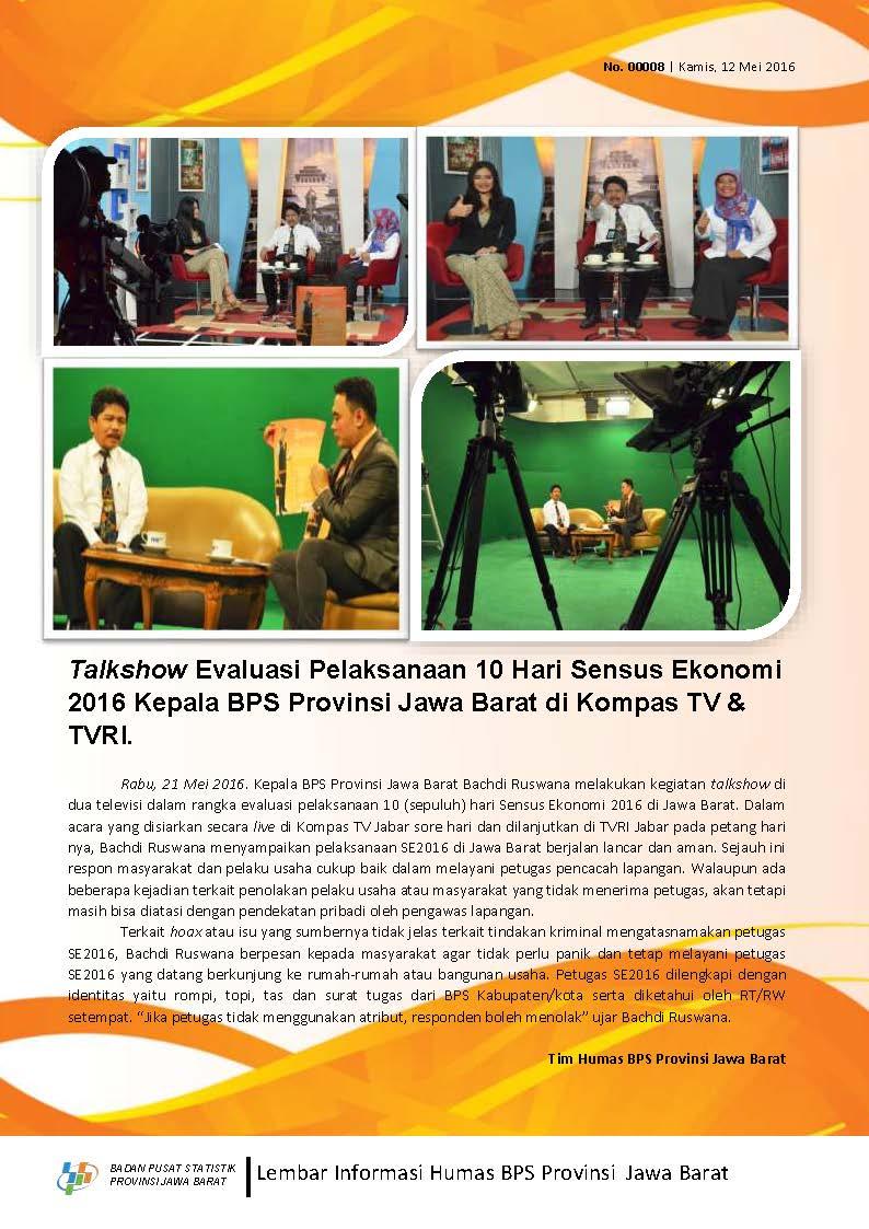 Talk show 10 Day Evaluation of the Economic Census 2016 Kompas TV and TVRI