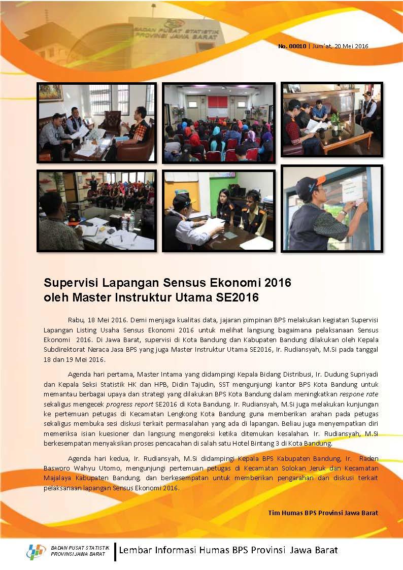 Supervisi Lapangan Sensus Ekonomi 2016 oleh Master Instruktur Utama SE2016